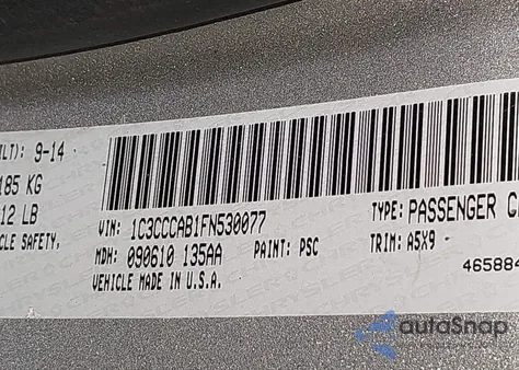 2015 Chrysler 200 Limited z USA, uszkodzony, nr VIN 1C3CCCAB1FN530077